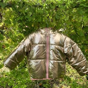 NWOT Gold with pink trim winter puffer style coat
